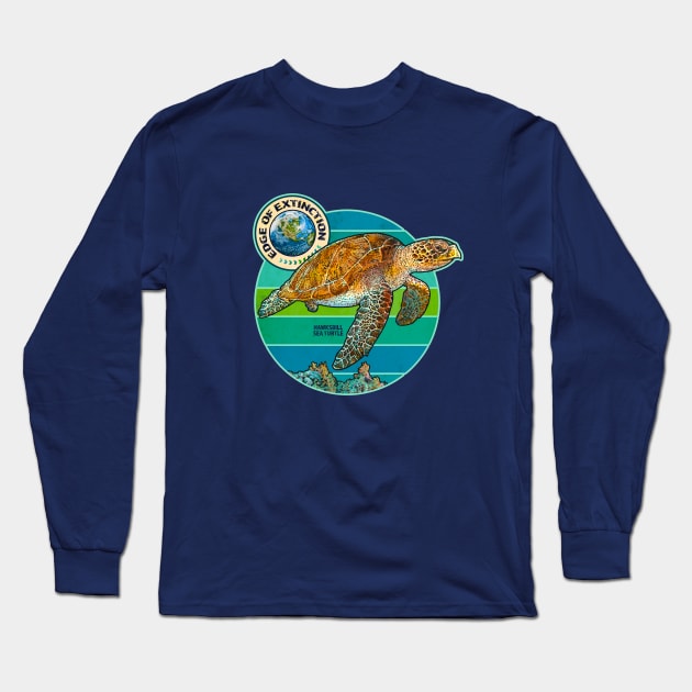 EDGE OF EXTINCTION Hawksbill Sea Turtle Long Sleeve T-Shirt by rorabeenie